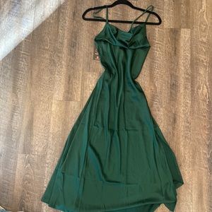 Green satin gown
